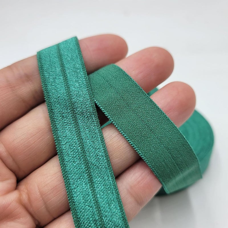 FAYADA Fold Over Elastic,5/8" Foldover FOE Trim Elastic Ribbon,Stretch FOE Band for Hair Ties Headbands Sewing Craft -5 Yards (Forest Green) - Image 3